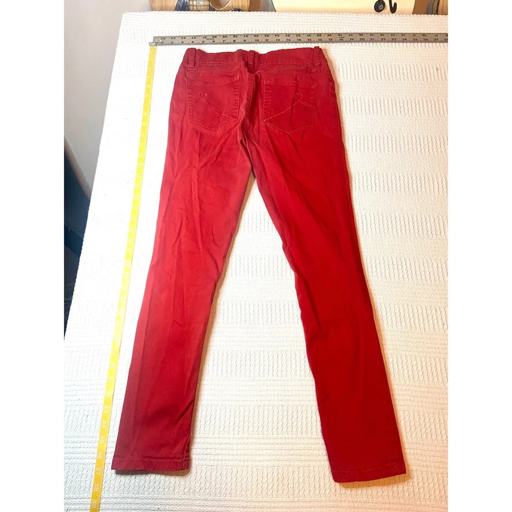 The Childrens Place Girls Red Stretch Jeggings Size 14 Slim Fit Heart Pockets